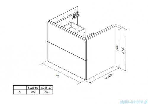 Oristo Etna szafka podumywalkowa wisząca Ryflowana 80x50x45 piaskowy mat OR52-SD2S-80-10R