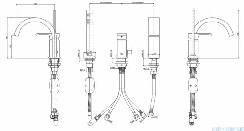 Paffoni  Bateria wannowa 3-otworowa ELLE chrom EL040CR