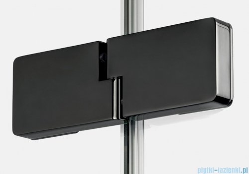 New Trendy Eventa Black Chrome drzwi wnękowe pojedyncze z dodatkową ścianką 130x200 cm przejrzyste lewe czarny połysk EXK-6139