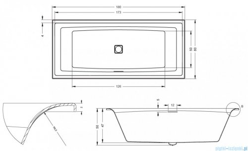 Riho Still Square wanna prostokąta 180x80cm z hydromasażem JOY prawa B099024005