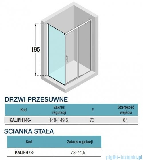 Novellini Kali PH+FH kabina 150x75 profile czarne KALIPH146-1H/KALIFH73-1H