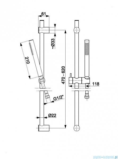 KFA MOZA PREMIUM GUN METAL GREY zestaw prysznicowy punktowy grafit szczotkowany 841-225-61