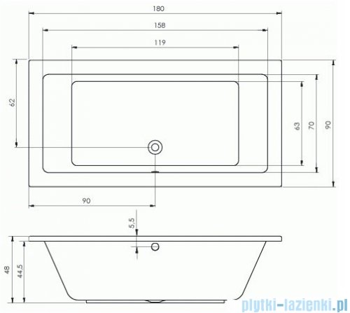 Riho Lusso wanna prostokąta 180x90cm z hydromasażem JOY prawa B026009005