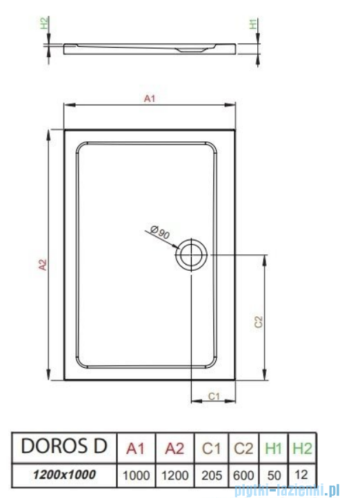 Radaway Doros D Stone brodzik 120x100x5 czarny SDRD1210-01-54S