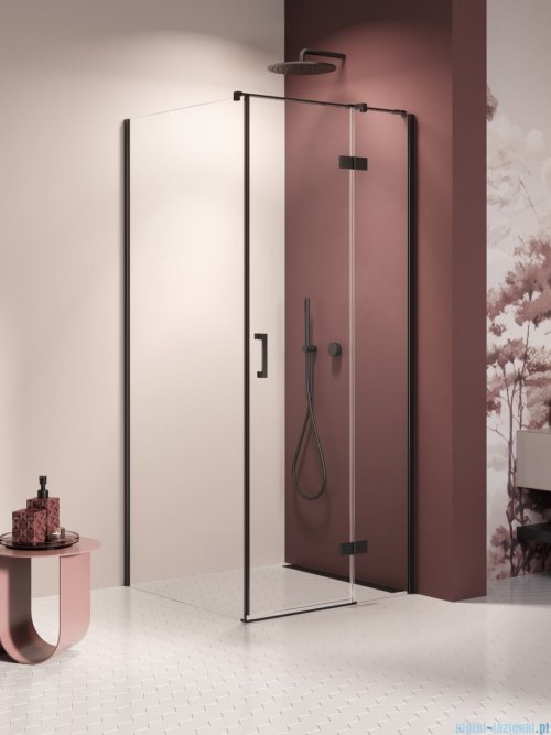New Trendy Nesta Black kabina 100x80x200 cm prawa wspornik równoległy przejrzyste K-3739