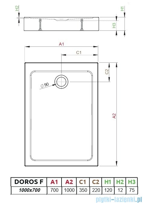 Radaway Doros F Compact Stone brodzik 100x70 kaszmirowy SDRFP1070-05-84S