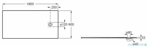 Roca Magma 180x90cm brodzik prostokątny kompozytowy STONEX BEŻOWY APE0170838403650