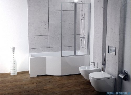 Besco Integra 150x75cm Wanna asymetryczna Prawa + parawan 2-skrzydłowy