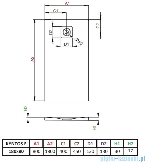 Radaway Kyntos F brodzik 180x80cm czarny HKF18080-54