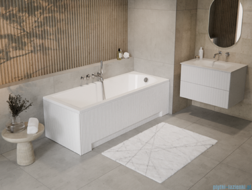 Besco Obudowa wanny prostokątnej UNI Ryfle White RYFLOWANA BIAŁA 140x70 cm  #OAP-140UNIR