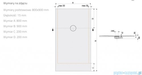 Sanplast Structure Mineral B-M/STRUCTURE brodzik prostokątny 80x90x1,5 cm biały 645-360-0320-01-010