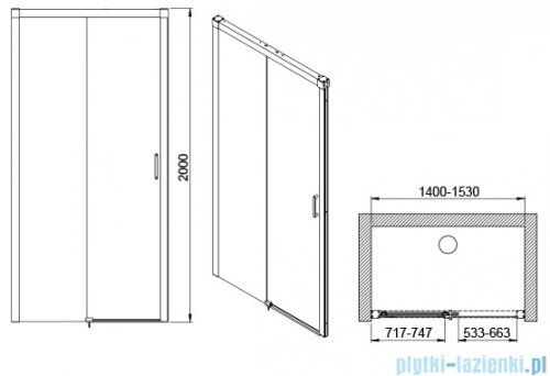 Sanplast Exa Line D2/EXA LINE drzwi przesuwne 140-150x200 cm czarny matowy 600-540-2550-59-401