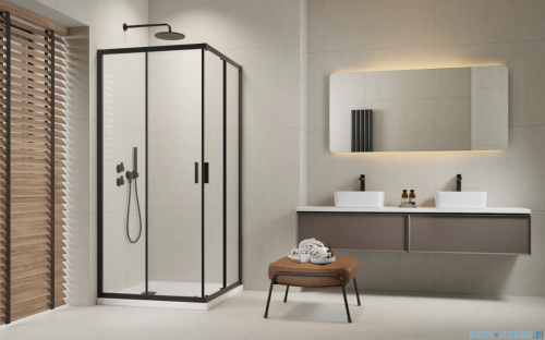 Brilis Alienta Black D kabina prostokątna 80x90 czarna szkło przejrzyste 10258090-54-01 