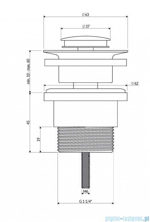 Omnires korek klik-klak umywalkowo-bidetowy złoty połysk A47GL