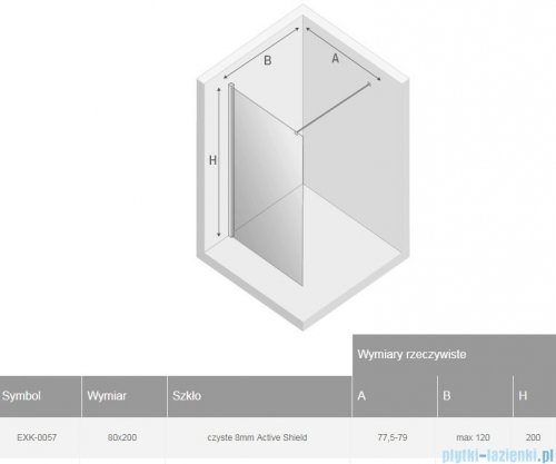 New Trendy New Modus Black kabina Walk-In 80x200 cm przejrzyste EXK-0057