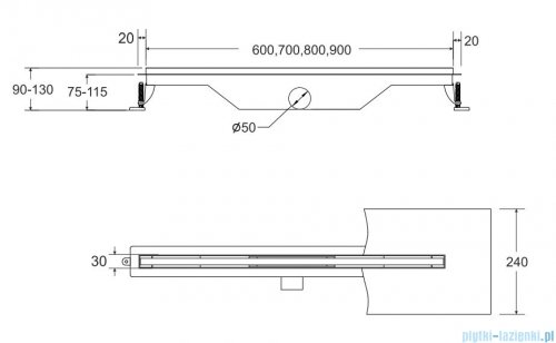 Besco Virgo Slim odpływ liniowy 60x3cm OL-60-VS