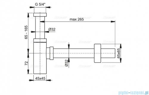 Alcaplast półsyfon umywalkowy DN32 DESIGN metalowy, kwadratowy A401