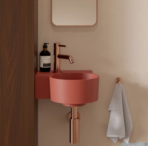 Omnires Ovo M+ umywalka nablatowa/wisząca lewa 33x34 cm terracotta mat OVO335UWLTE