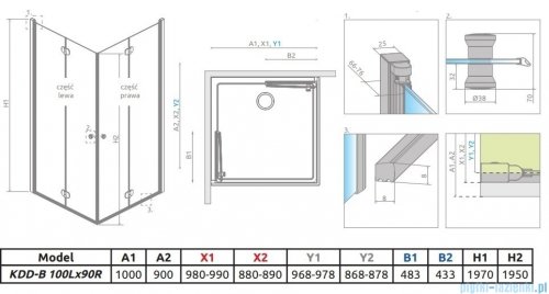 Radaway Eos KDD B kabina prysznicowa 100x90 przejrzyste 137353-01-01L