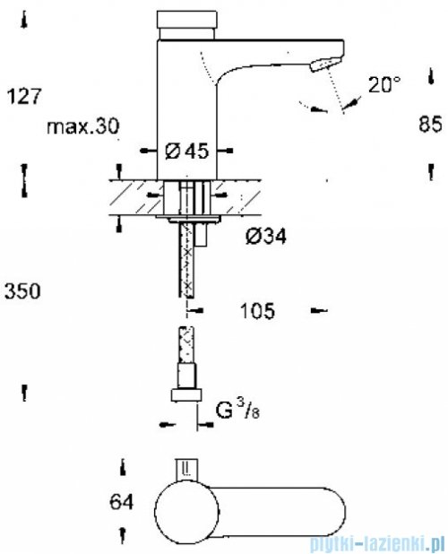 Grohe Eurosmart Cosmopolitan T samozamykająca bateria umywalkowa 36317000