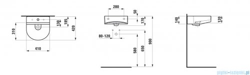 Laufen Sonar umywalka ścienna 41x42cm biały mat H8153417571041