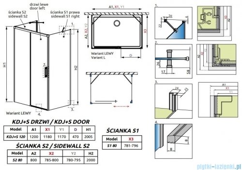 Radaway Idea Kdj+s kabina prysznicowa 80x120x80 lewa przejrzyste 10116120-01-01L/387051-01-01R/10117080-01-01