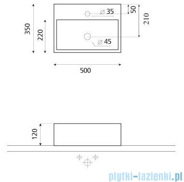 Bathco umywalka nablatowa Turin 50x35 cm 0017B
