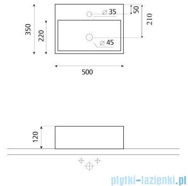 Bathco umywalka nablatowa Turin 50x35 cm 0017B