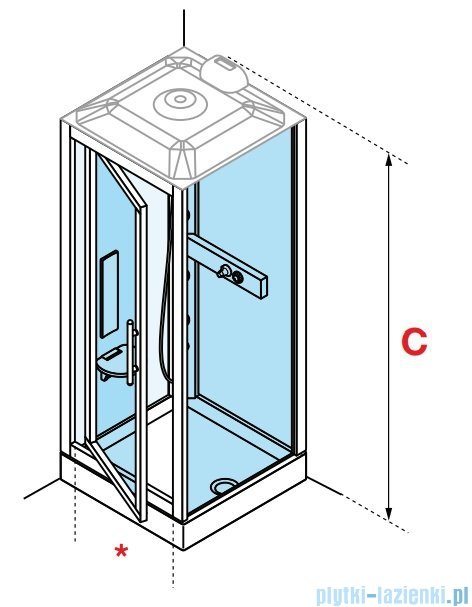 Novellini Glax 3 GF90 kabina z hydromasażem 90x90 chrom GL3GF99T1-1K