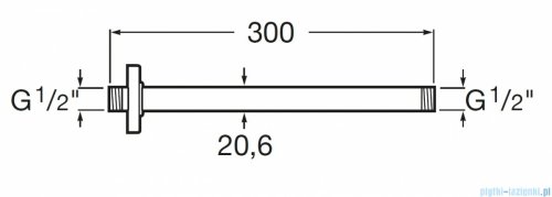 Roca ramię sufitowe do głowic prysznicowych, chrom A5B0650C00