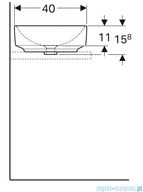 Geberit VariForm Umywalka owalna stawiana na blat 55x40cm 500.771.01.2