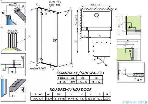 Radaway Essenza Kdj kabina 120x80cm lewa szkło przejrzyste 1385042-01-01L/1384051-01-01