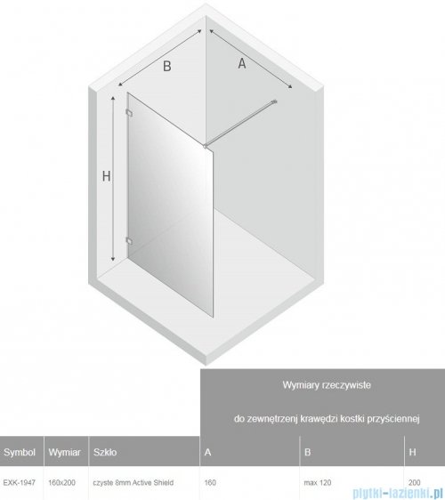 New Trendy Avexa kabina Walk-In 160x200 cm przejrzyste EXK-1947