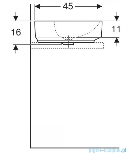 Geberit VariForm Umywalka owalna z półką z przelewem 60x45cm KeraTect 500.772.00.2