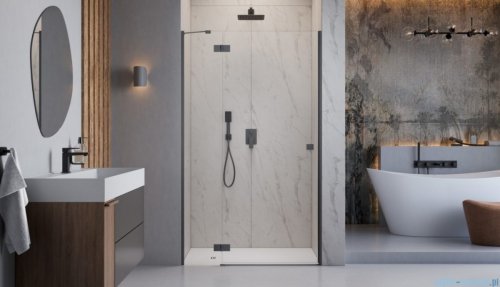 Radaway Essenza 8 Brushed GunMetal Dwj drzwi wnękowe 120cm lewe szczotkowany grafit/szkło przejrzyste 10480812-01-01L/10460337-92-01L