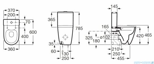 Roca Ona Rimless miska do kompaktu biały SUPRAGLAZE A342688S00
