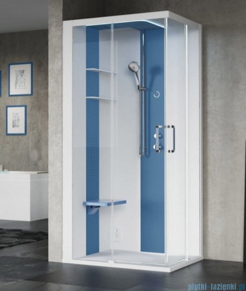 Novellini Skill 2A kabina z hydromasażem lewa jasno szara 100x80 SKIA109SM1F-1AN1