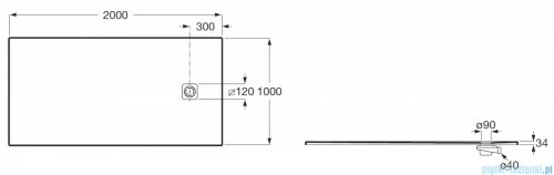 Roca Magma 200x100cm brodzik prostokątny kompozytowy STONEX CAFE APE017D03E803660