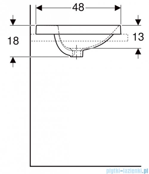 Geberit VariForm Umywalka okrągła z półką z otworem na baterię 48cm szkliwiony spód 500.705.01.2
