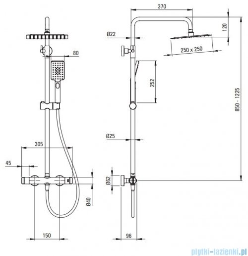 Deante titanium zestaw prysznicowy termostatyczny titanium NAC D4HT