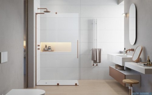 Radaway Furo SL Brushed Copper kabina Walk-in 90x200cm lewa szczotkowana miedź 10306488-93-01L/10110444-01-01