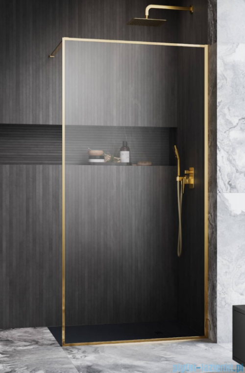 Radaway Modo F II Gold kabina Walk-in 50x201cm Złoty połysk szkło przejrzyste 10409054-09-01