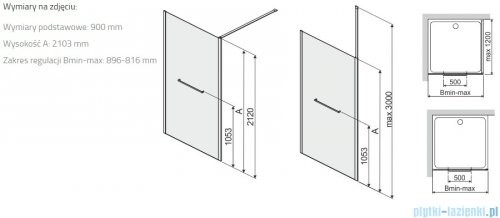 Sanplast Altus PI/ALTIIa kabina walk-in 90x212 cm czarny matowy 600-121-2531-59-401