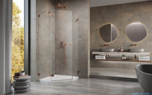 Radaway Essenza Pro Brushed Copper Ptj kabina pięciokątna 100x90 lewa szczotkowana miedź 10100000-93-01L/10100900-01-01