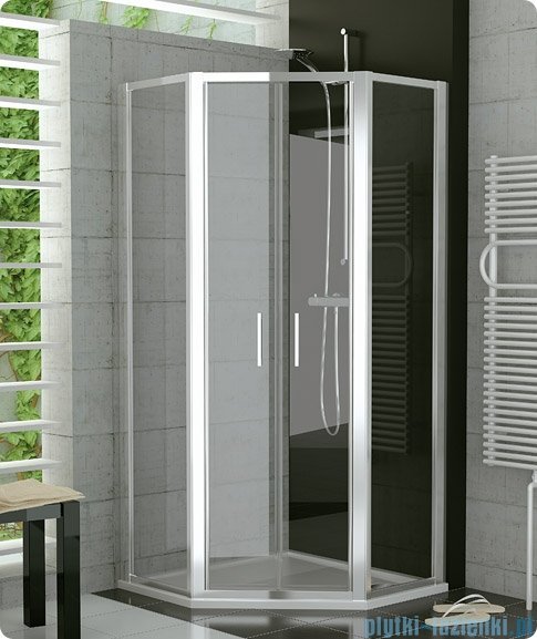 SanSwiss Top-Line Pięciokątna kabina prysznicowa TOP52 z drzwiami otwieranymi 80x80cm szkło/biały TOP5260800407