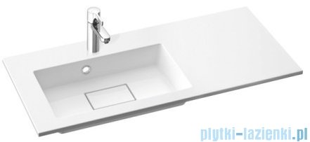 Marmorin Lira 900 umywalka wpuszczana w blat 90x39 bez przelewu i bez otworu na baterie lewa biała 640090720010