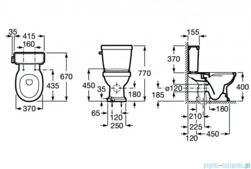 Roca Carmen Rimless miska do kompaktu czarny A3420A7560