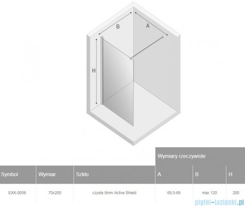New Trendy New Modus Black kabina Walk-In 70x200 cm przejrzyste EXK-0056