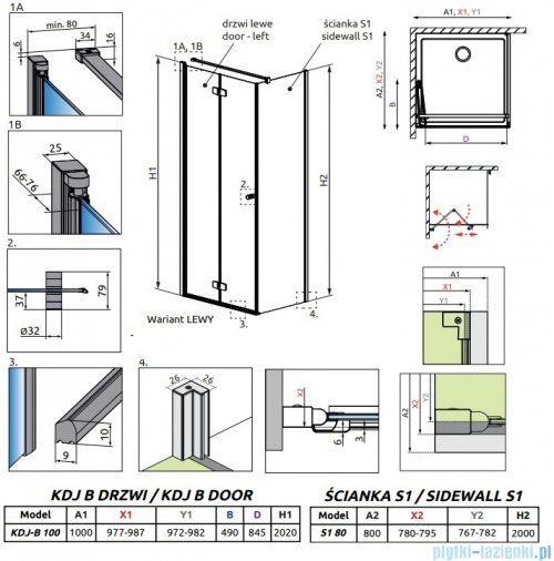 Radaway Fuenta Kdj B kabina 100x80cm lewa chrom połysk szkło przejrzyste 1384083-01-01L/1384051-01-01