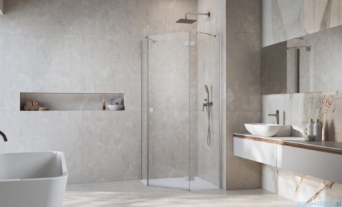 Radaway Essenza 8 Brushed Nickel Ptj kabina pięciokątna 80x90cm prawa szczotkowany nikiel 10490000-91-01R/10490400-01-01